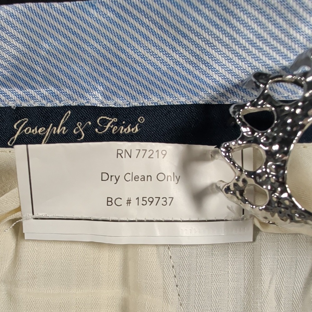 Joseph Feiss 29x29 Navy Blue Wool Pleated Cuffed Pinstripe Baggy Dress Pants EUC - Picture 6 of 9